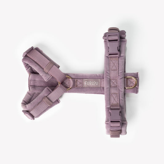 Lilac - Velvet Dog Harness - detail view