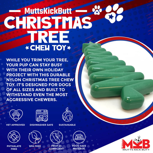 Christmas Tree Nylon Dog Chew Toy For Aggressive Chewers USA - detail view
