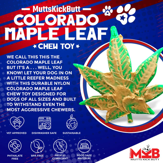 Colorado Maple Leaf Nylon Dog Chew Toy For Aggressive USA - detail view
