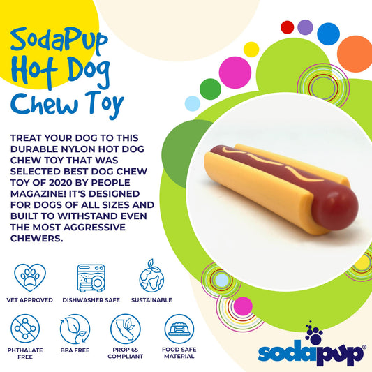 Hot Dog Nylon Dog Toy For Aggressive Chewers USA Made Dog - detail view