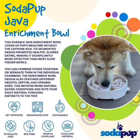 Java Ebowl Deep Slow Feeder Dog Bowl For Enrichment USA Made - detail view