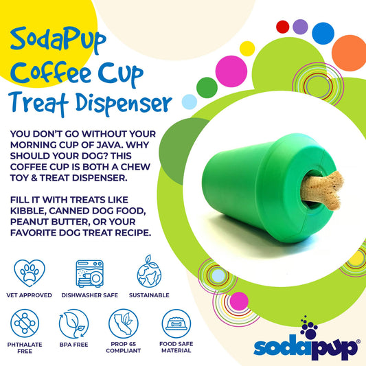 Coffee Cup Rubber Dog Chew Toy For Power Chewers Treat USA - detail view