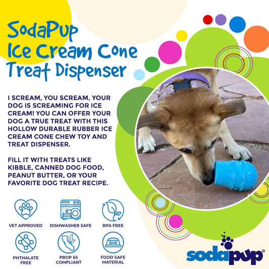 Ice Cream Cone Rubber Dog Chew Toy For Power Chewers USA Dog - detail view