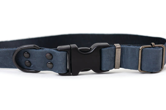 Dog Collar Sport Style Blue Jeans Leather Collar for Comfort main product image for dogs and cats