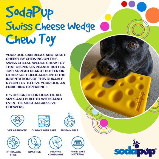 Swiss Cheese Wedge Nylon Dog Chew Toy For Aggressive Chewers - detail view