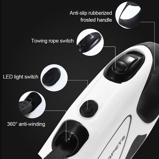 Pet Dog Automatic Retractable Fiber Night Safety Led Leash - detail view