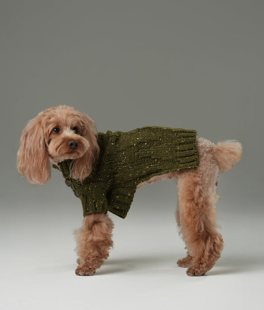 Glacier Pet Sweater Olive Green Dog Sweaters Premium Pet - detail view