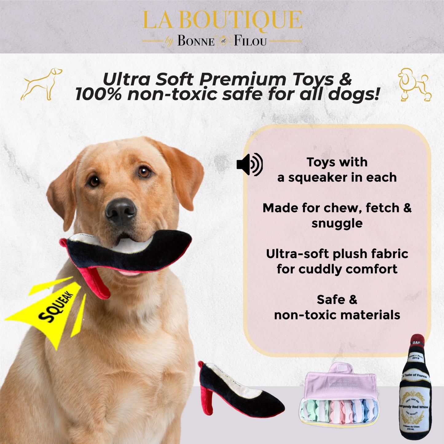 Dog Toy Plush Squeaky Toy Set- Large for Daily Use Essential - gallery product image for dog toy