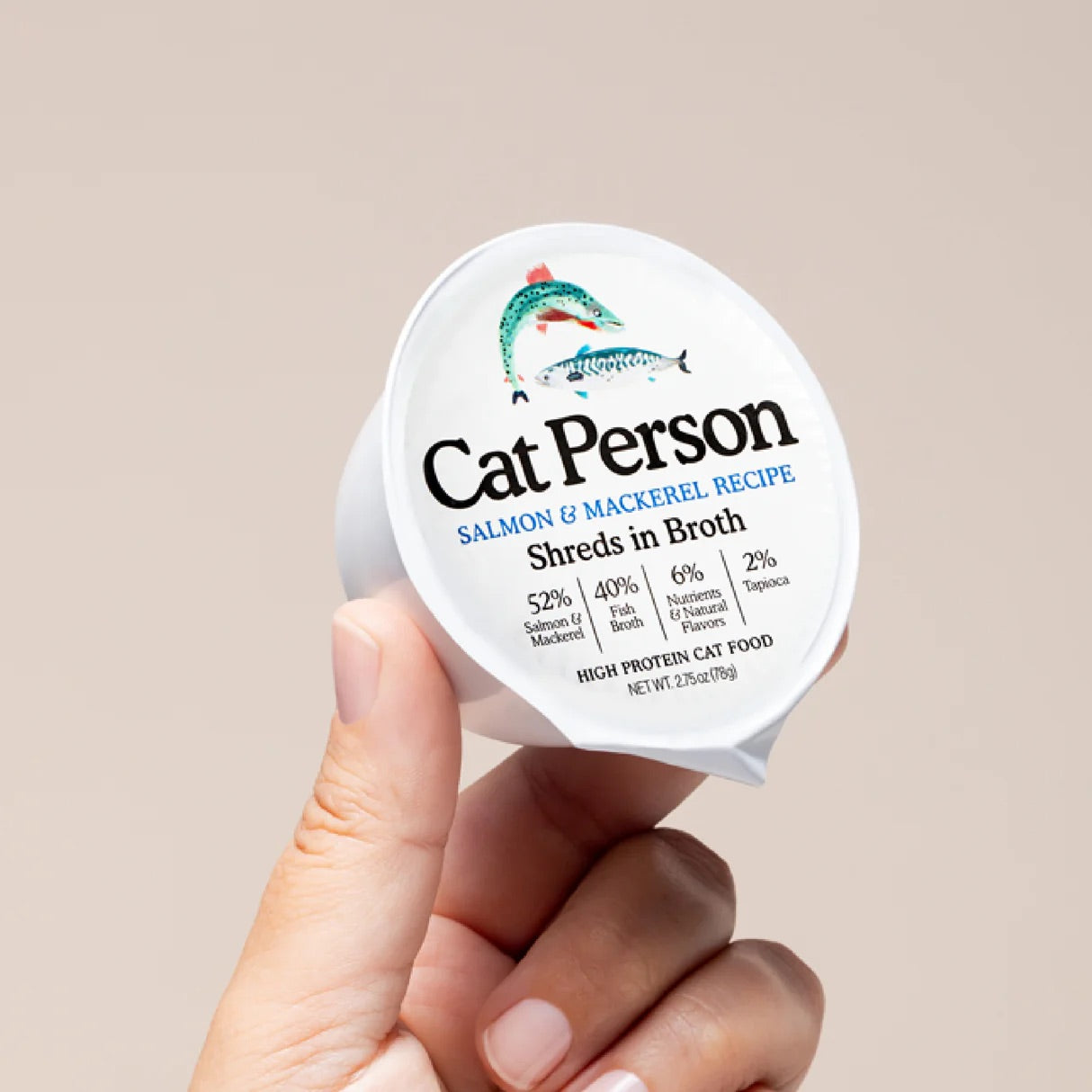 Cat Person Cat Shredded Salmon & Mackerel In Broth 2.75oz - detail view