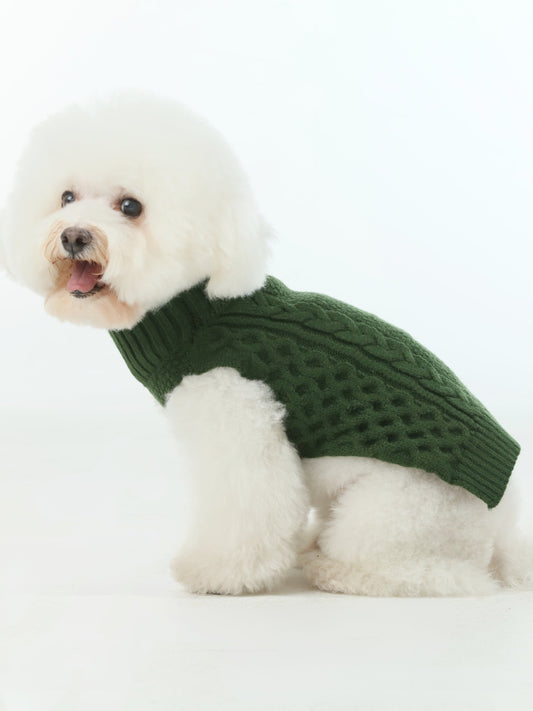 Pet Sweater Vest Green Dog Sweaters Premium Pet Supply - detail view