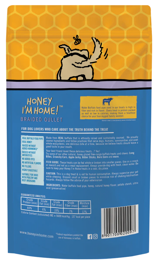 Honey Dog Buffalo Braided Gullet 3 53Oz dog treats Premium - detail view