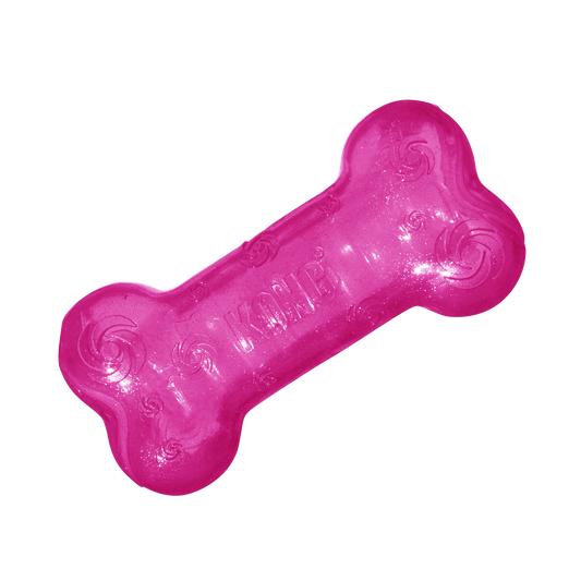 KONG Squeezz Crackle Bone Interactive Dog Toy Durable Play - detail view