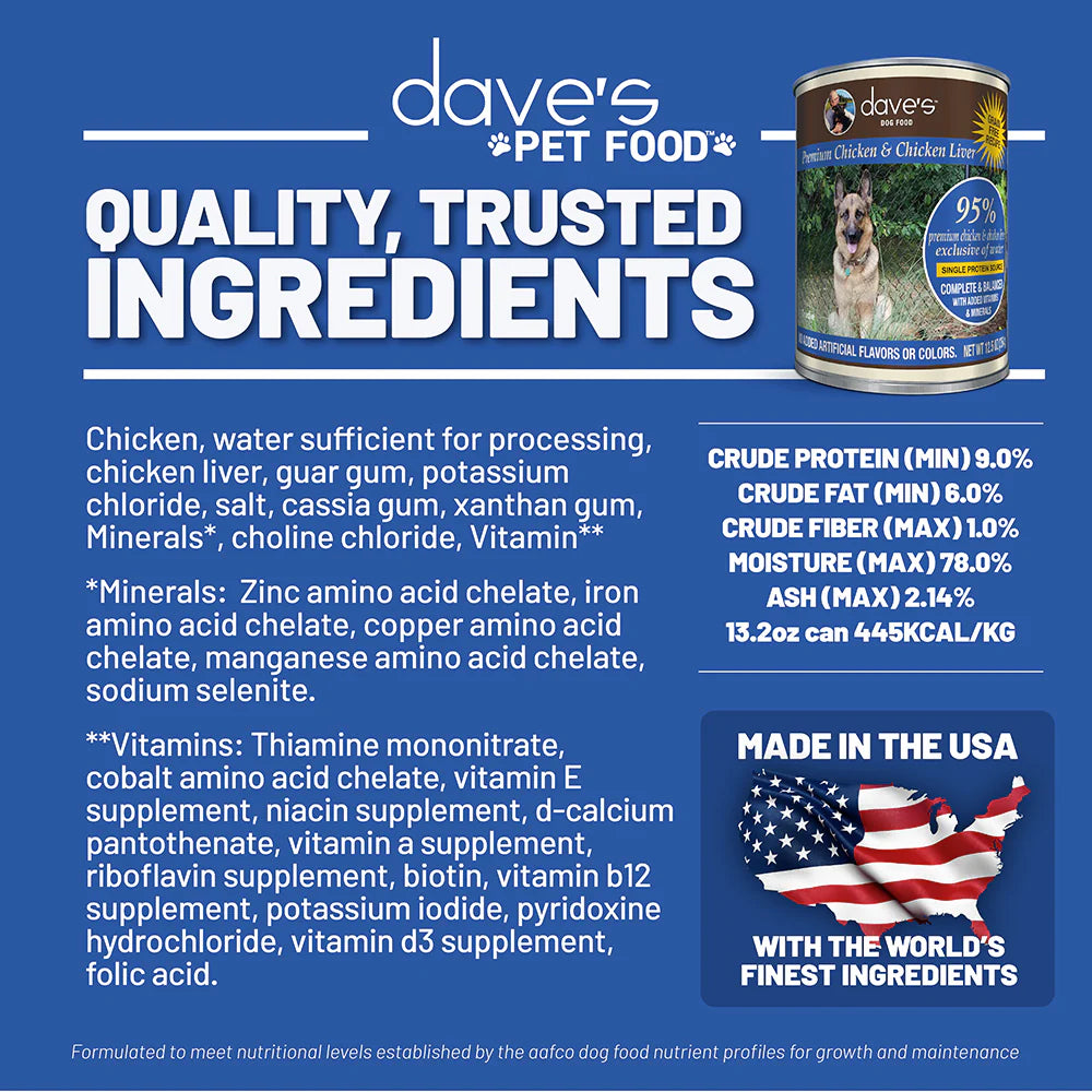 Daves 95 Premium Meats Chicken Chicken Liver For Dogs 12 - lifestyle view