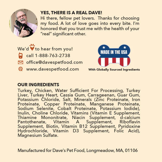 Dave's 95% Premium MeatsT Turkey & Chicken For Dogs (12.5oz) - detail view