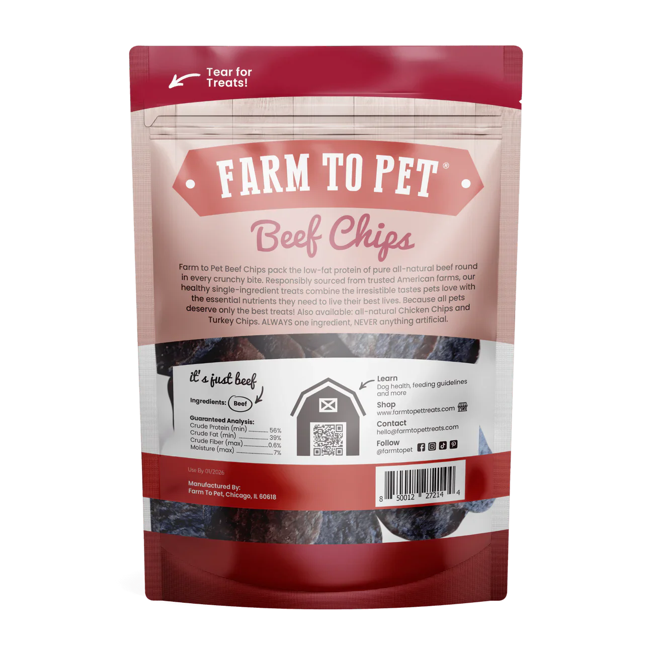 Farm To Pet Beef Chips Dog Treats Premium Premium Pet Supply - detail view