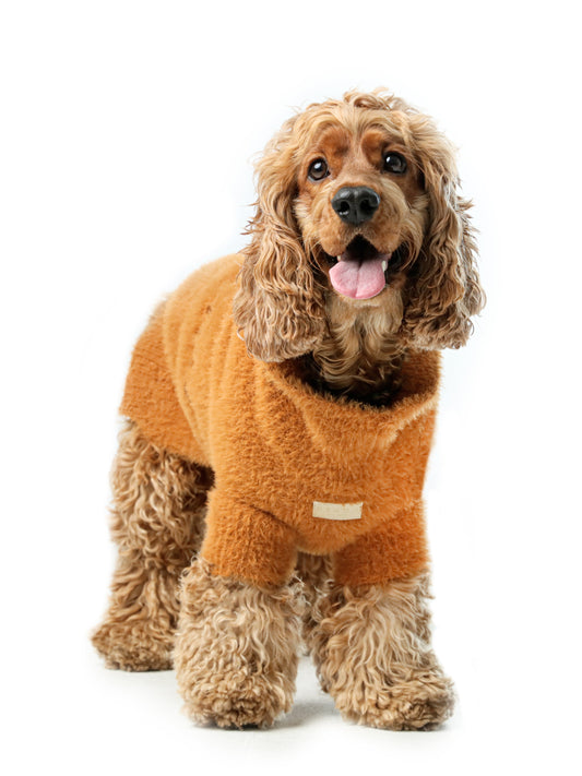 Eskimo Fuzzy Sweater Orange Dog Sweaters Premium Pet Supply - detail view