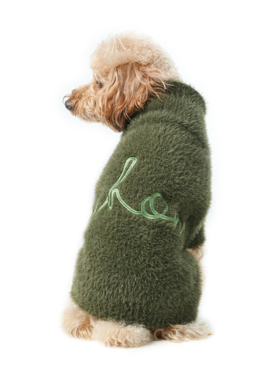 Eskimo Fuzzy Sweater Green Dog Sweaters Premium Pet Supply - detail view
