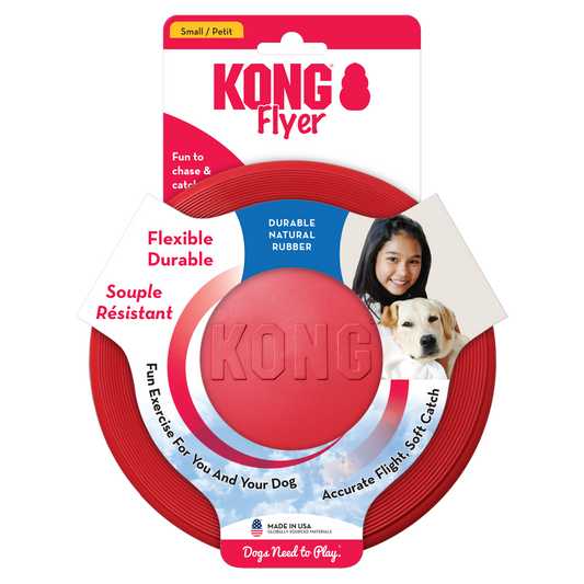 KONG Red Rubber Flyer Fetch Dog Toy Durable Play - detail view