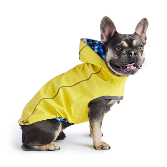 Reversible Elasto Fit Raincoat Yellow Blue Dog Raincoats Pet - detail view