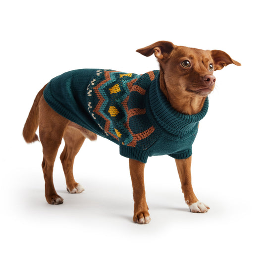 Heritage Sweater Teal Dog Apparel Premium Pet Supply Premium - detail view