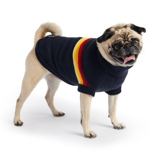 Retro Sweater Navy Dog Apparel Premium Pet Supply Premium - detail view