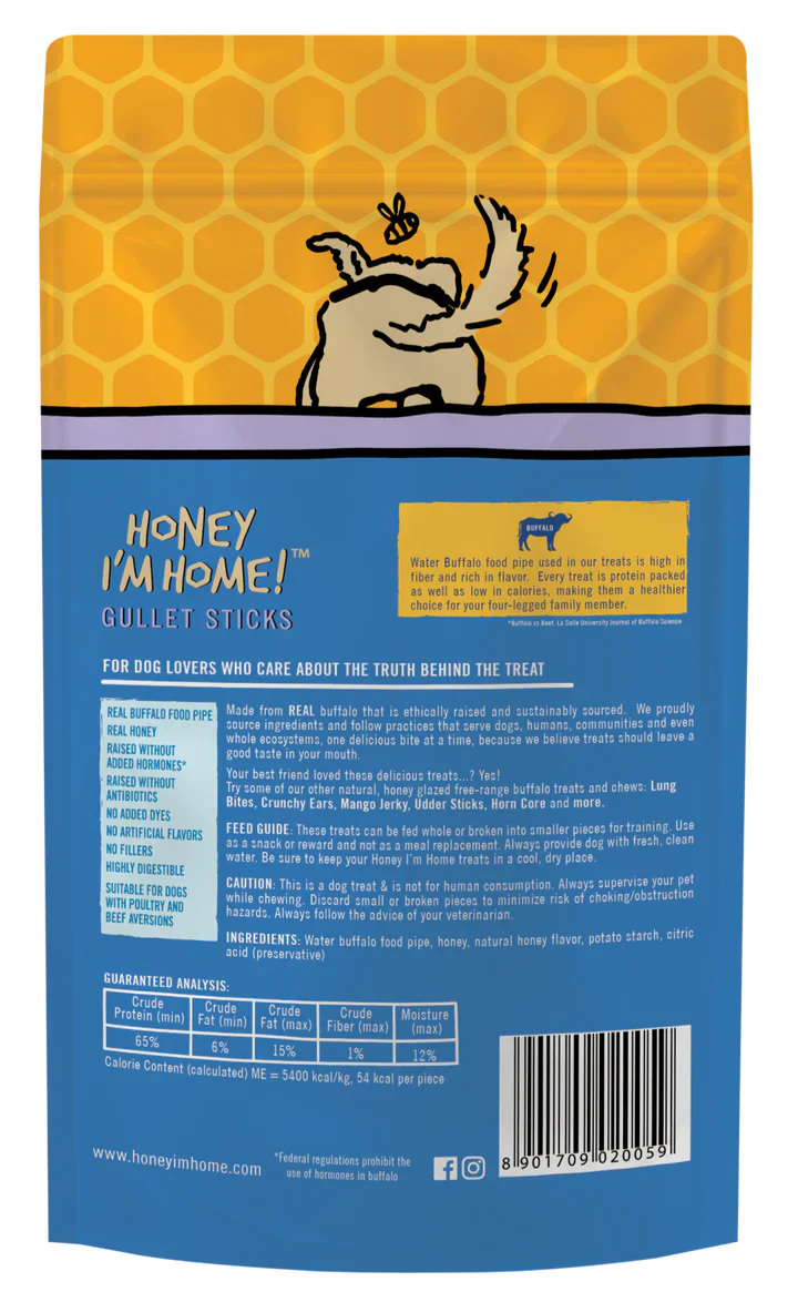 Honey Dog Buffalo Gullet Sticks 3 53Oz dog treats Premium - detail view