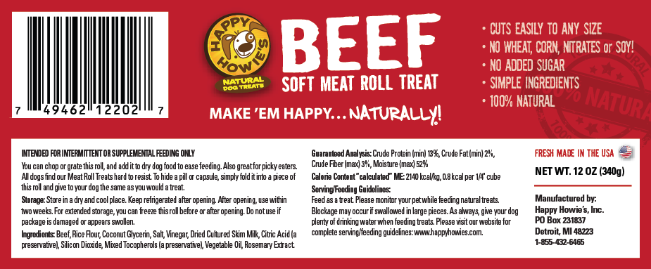 Happy Howies Beef Meat Roll Dog Treat 12Oz Dog Treats - lifestyle view