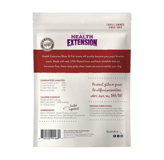 Health Extension Dehydrated Jerky Bison Fish 4Oz Dog Treats - detail view