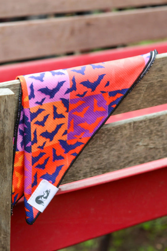 Spooky Bat Squares Dog Bandana Dog Bandanas Premium Pet - detail view