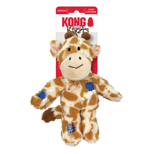 KONG Wild Knots Giraffe Plush Dog Toy Durable Play - detail view
