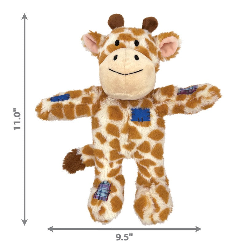 KONG Wild Knots Giraffe Plush Dog Toy Durable Play - close up view