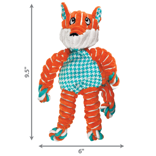 KONG Floppy Knots Fox Small Medium Plush Dog Toy Durable - detail view