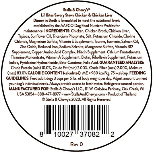 Stella Chewy S Lil Bites Stew Chicken Chicken Liver Dog Food - detail view