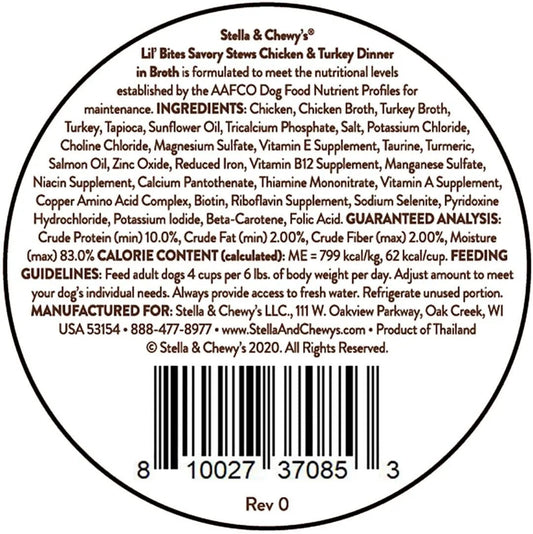 Stella Chewy S Lil Bites Stew Chicken Turkey Dog Food 2 7Oz - detail view