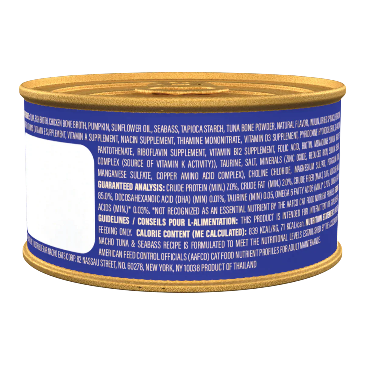 Made By Nacho Flaked Tuna Sea Bass 3Oz Wet Cat Food Premium - detail view