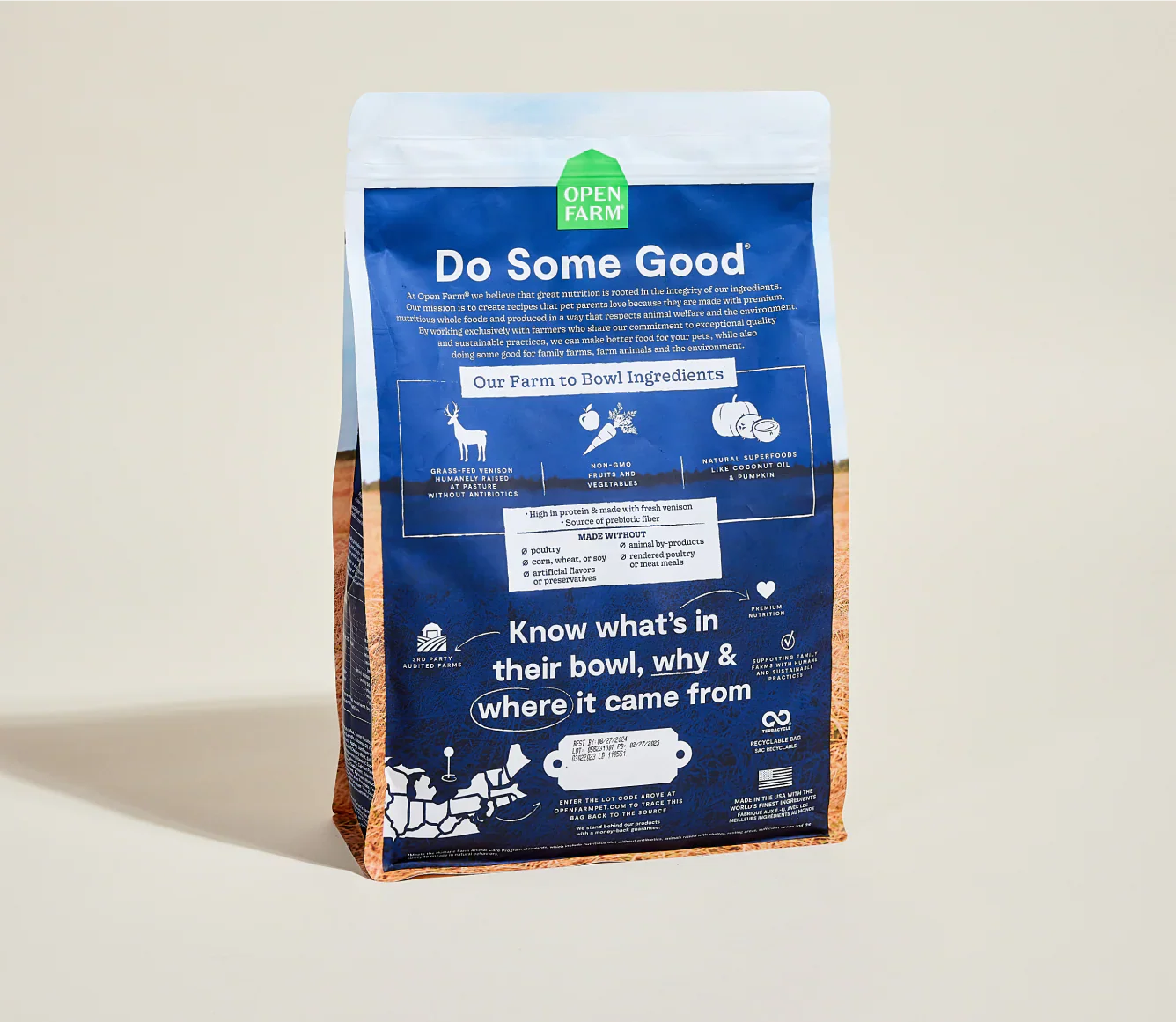 Open Farm Grain Free New Zealand Venison Dry Dog Food (4lb) - detail view