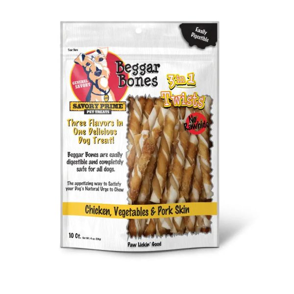 Savory Prime Beggar Bone 3in1 Twists Dog Treat (10ct) (4oz) - main product image