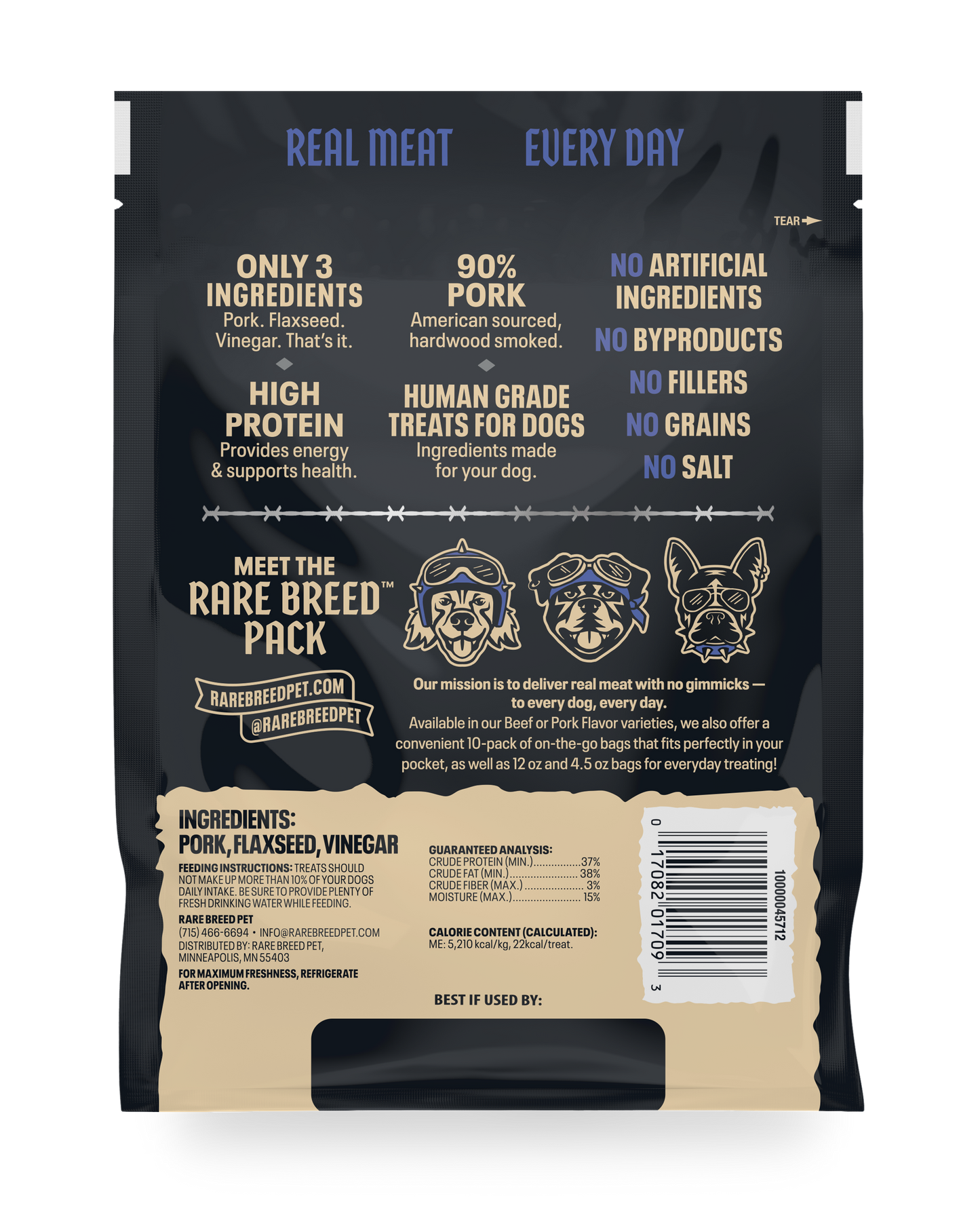 Rare Breed Pork Tender Meat Cuts dog treats Premium - detail view