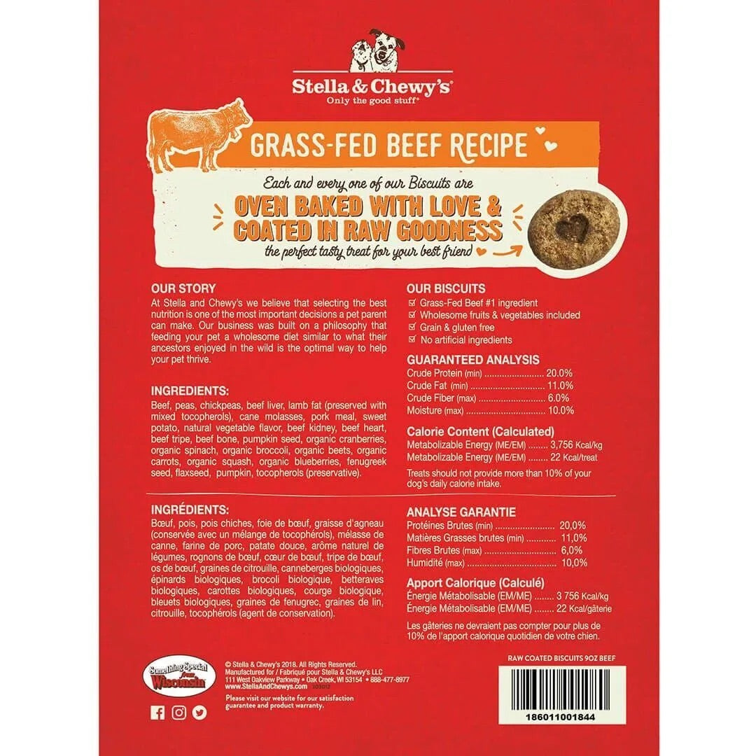 Stella & Chewy's Raw Coated Biscuit Beef Dog Treats (9oz) - detail view