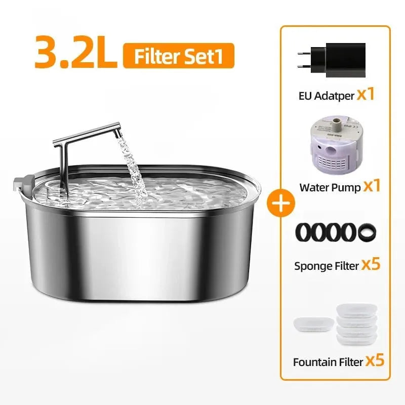 Cat Water Fountain Stainless Steel Drinking Fountain Automatic main product image for dogs and cats