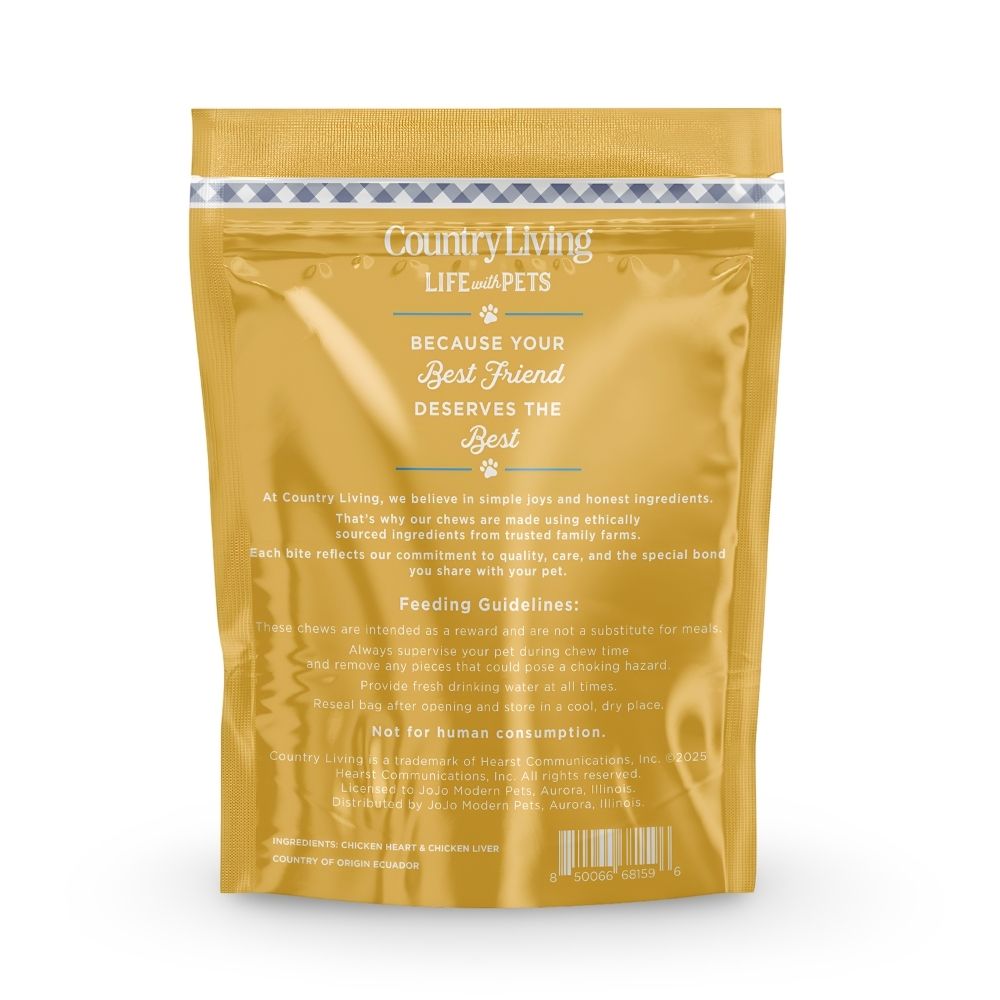 Dog Treats Country Living Dehydrated Chicken Hearts Livers - lifestyle product image for dog treats