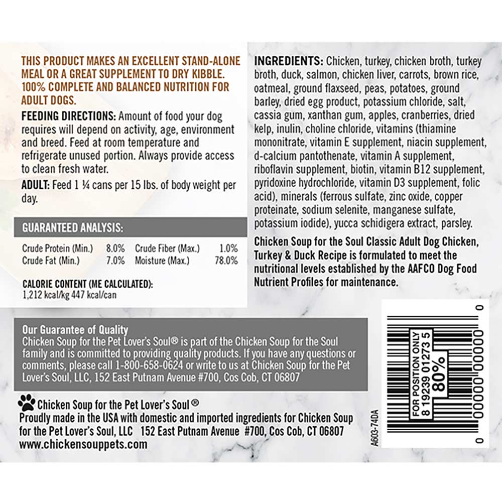 Chicken Soup Adult Chicken Turkey And Duck Wet Dog Can 13Oz - detail view