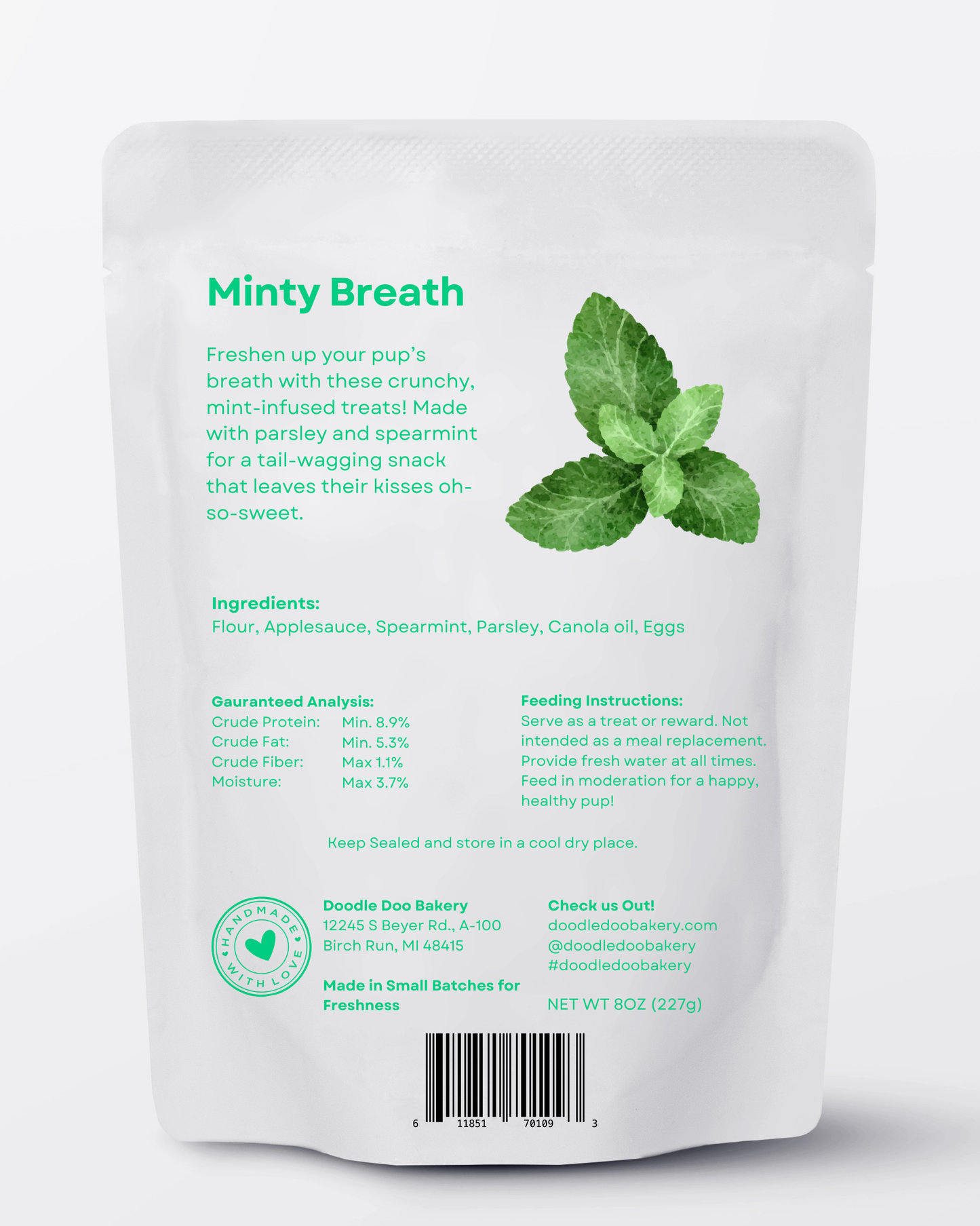 ??Homemade Dog Treats - Minty Breath Blend Dog Snacks 1/2lb. - detail view