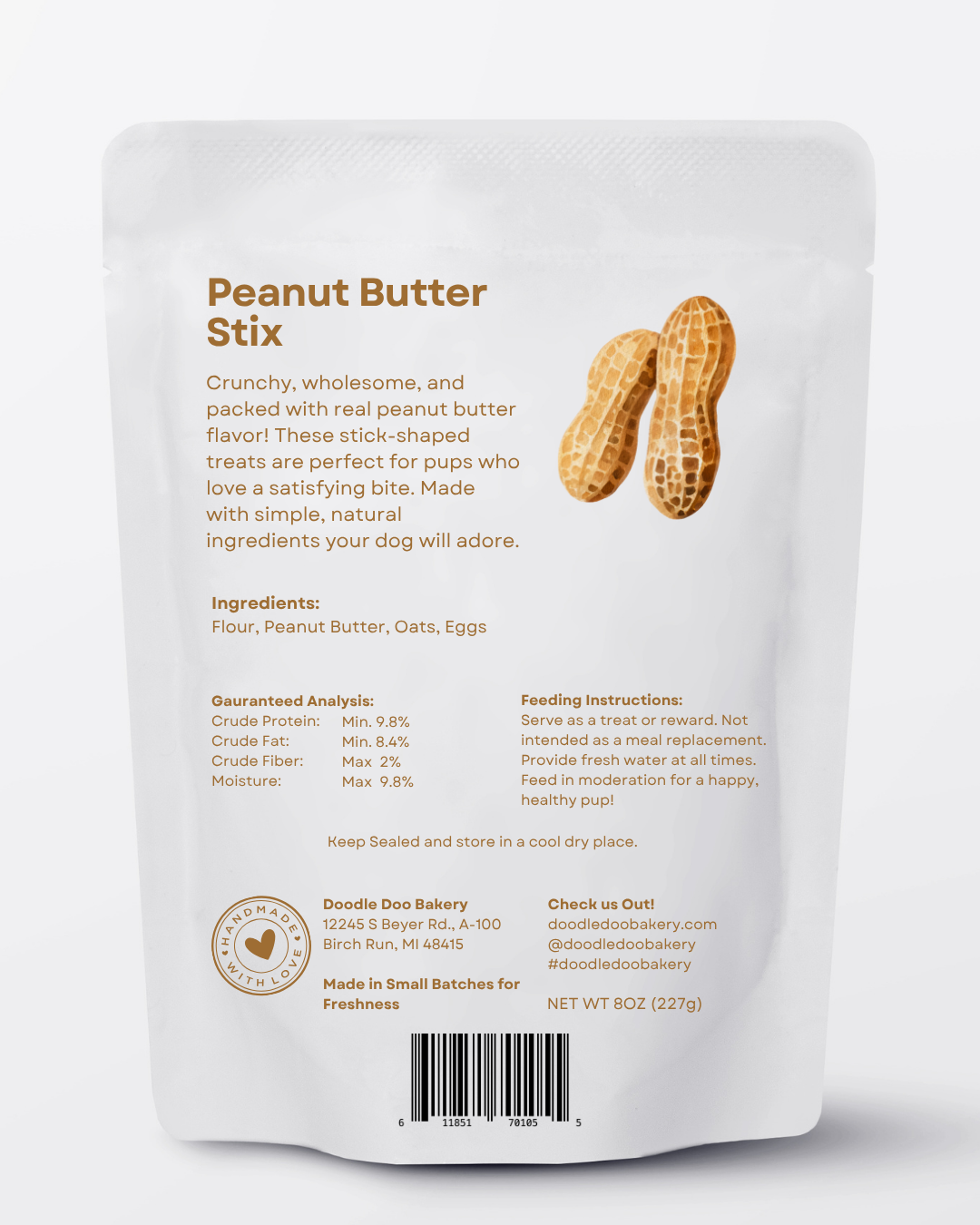 ?? Homemade Dog Treats - Peanut Butter Stix Treat 1/2lb - detail view