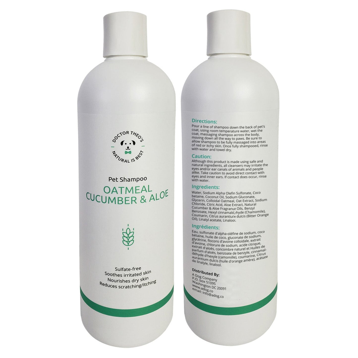 Dog Grooming Dr Theos Shampoo Oatmeal Cucumber Aloe 16 oz - detail product image for dog grooming