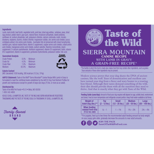 Taste Of The Wild Sierra Mountain Canine Recipe Grain Free - detail view