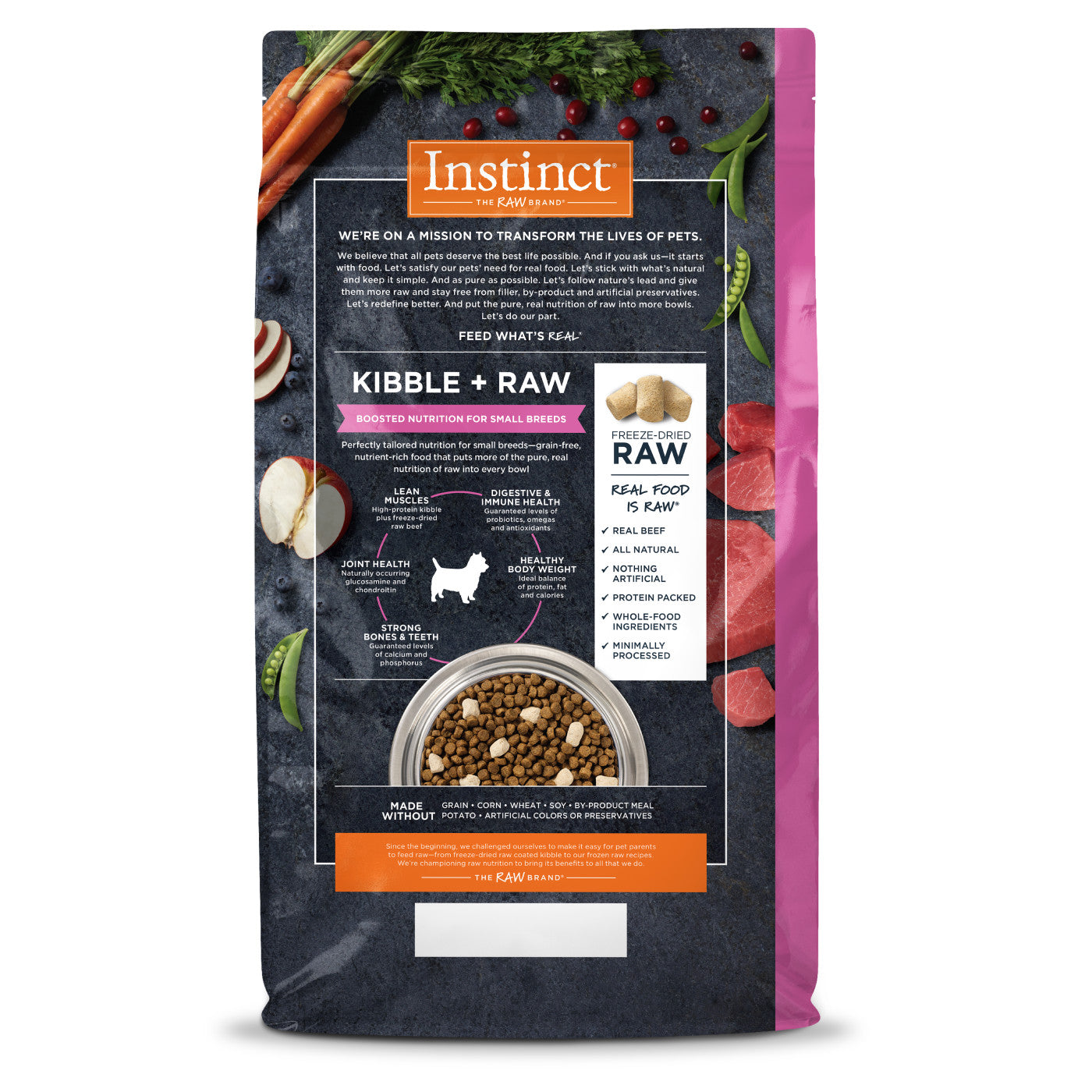 Instinct Raw Boost Adult Small Breed Grain Free Beef Dry Dog - detail view