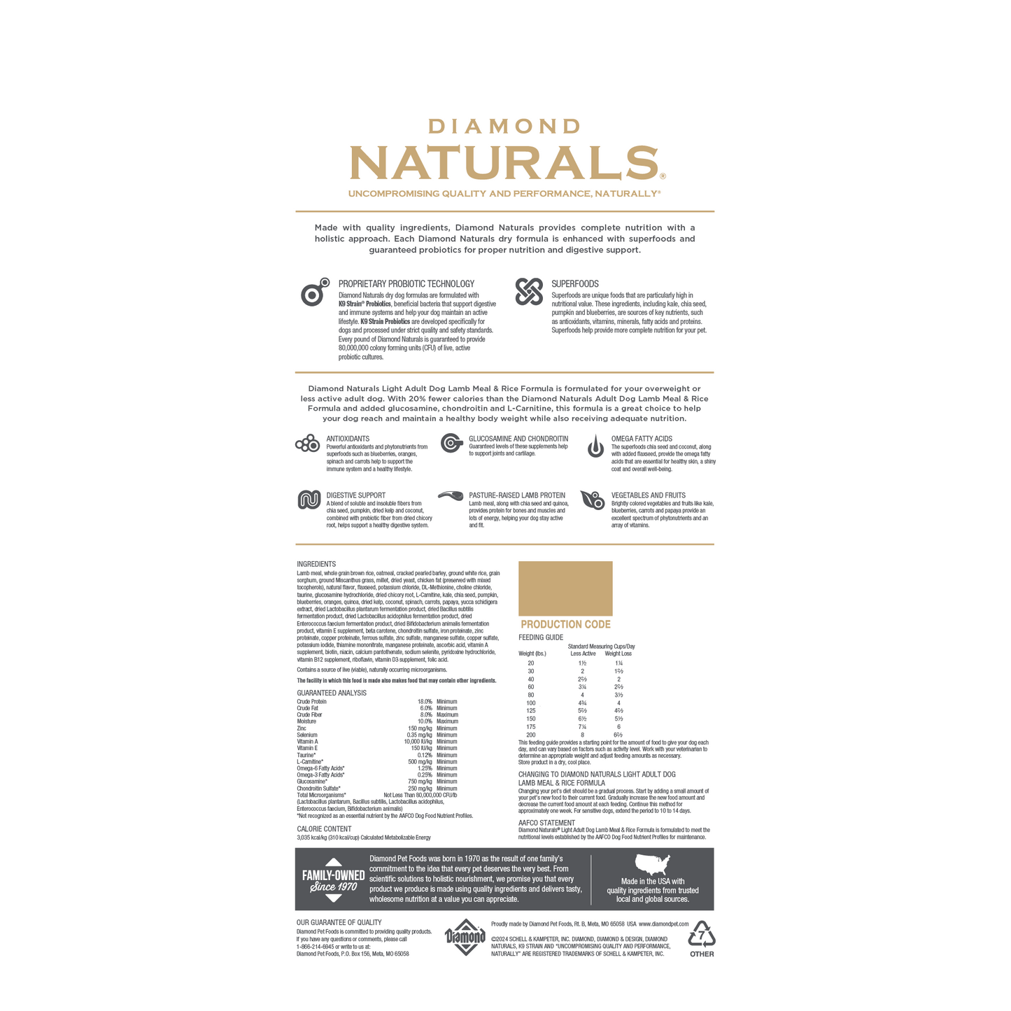 Diamond Naturals Adult Lite Lamb And Rice Dry Dog Food Dry - detail view