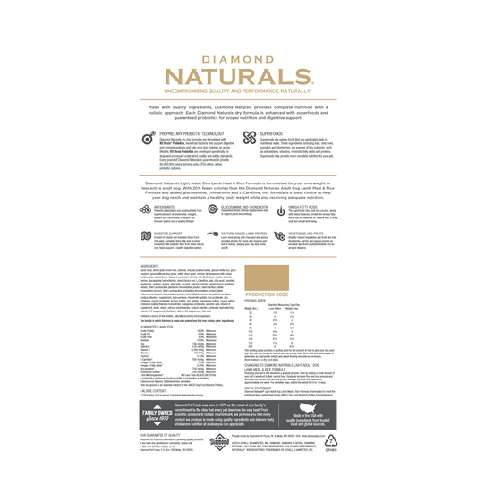 Diamond Naturals Adult Lite Lamb And Rice Dry Dog Food Dry - detail view