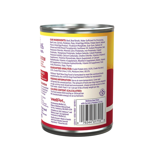 Wet Dog Food Wellness Beef Recipe 12.5oz Daily Meals Premium - detail view